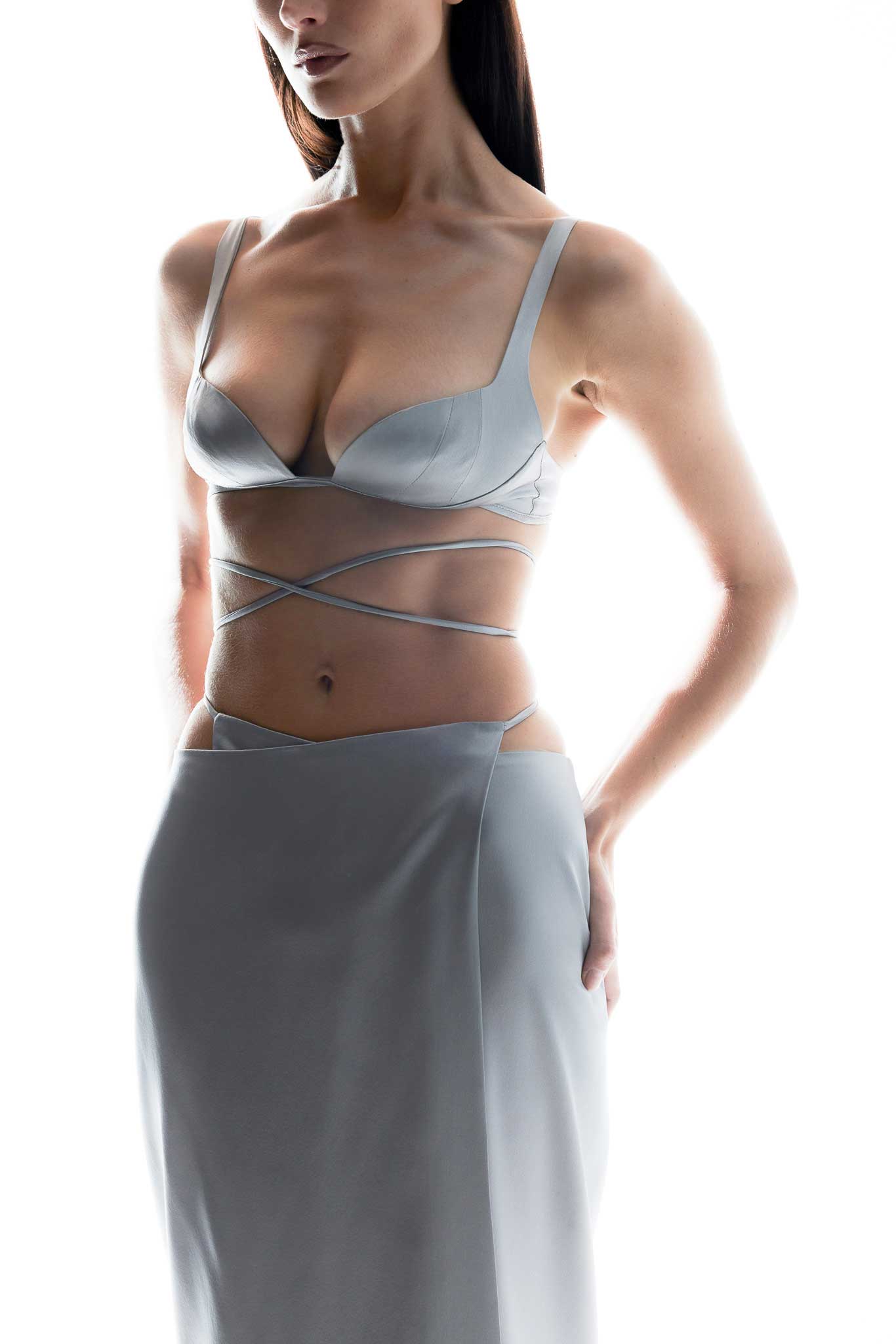 Silk Bralette, Silver