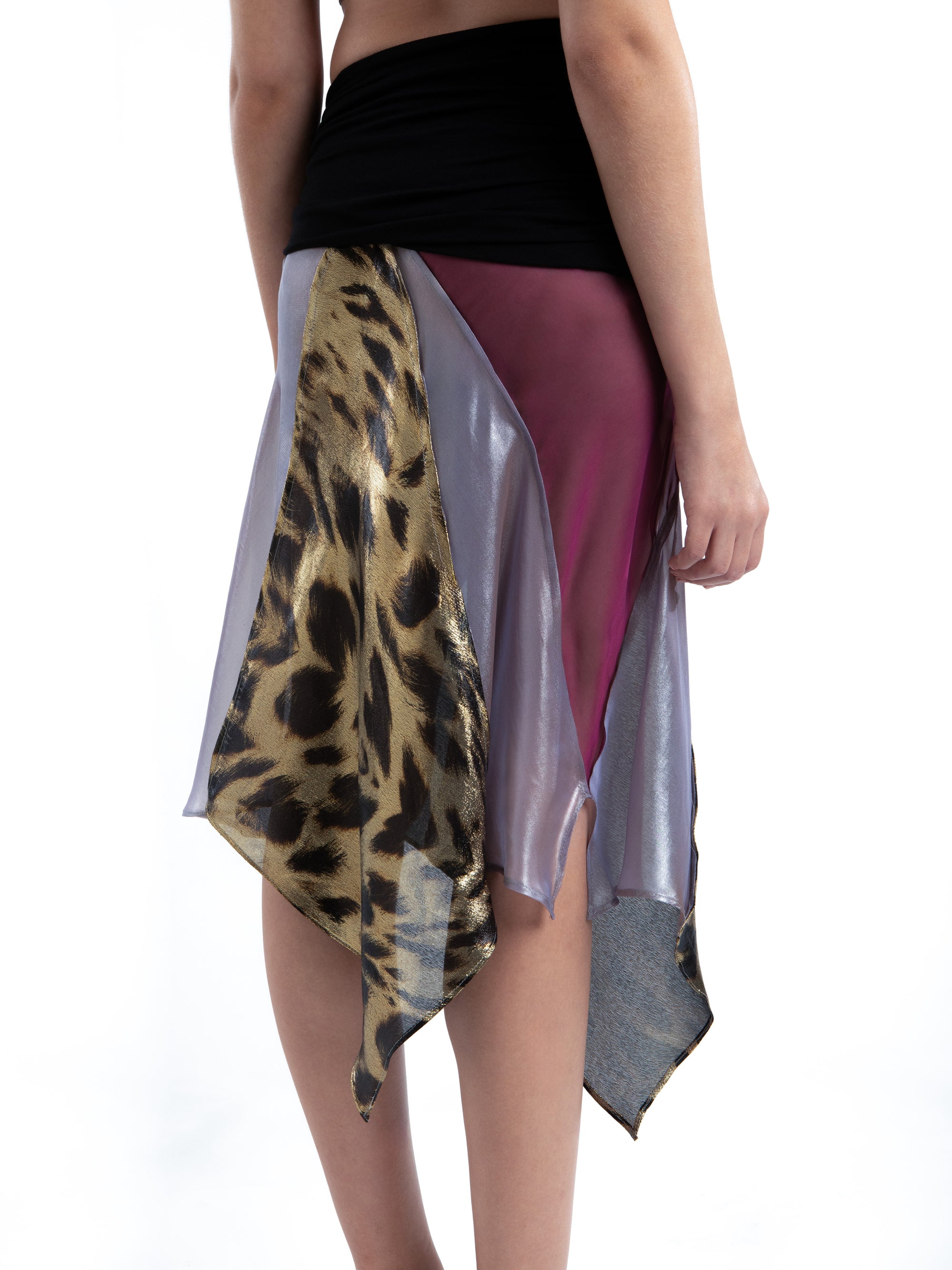 SUBSURFACE Exclusive Patchwork Silk Skirt