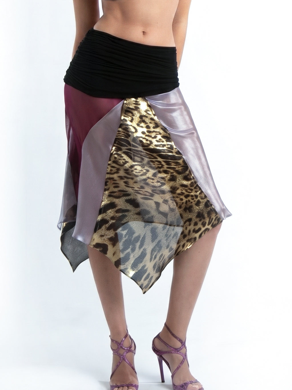 SUBSURFACE Exclusive Patchwork Silk Skirt