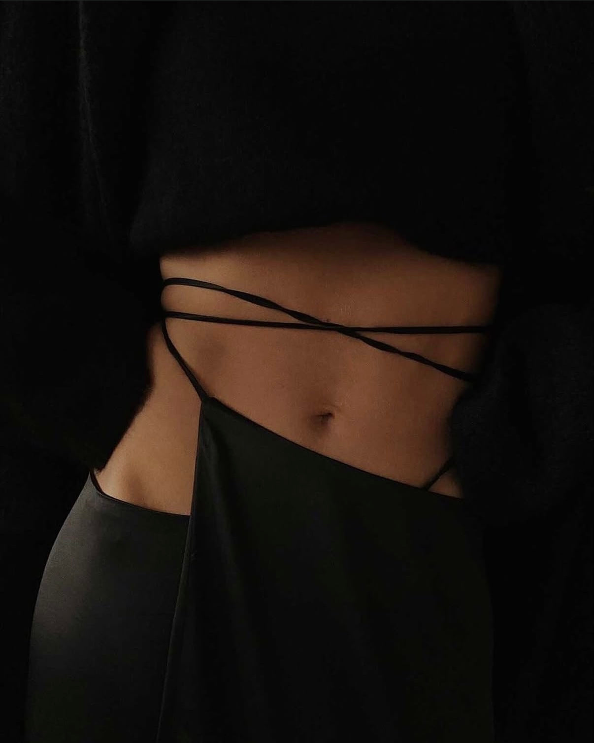 Ribbon Wrap Skirt, Black