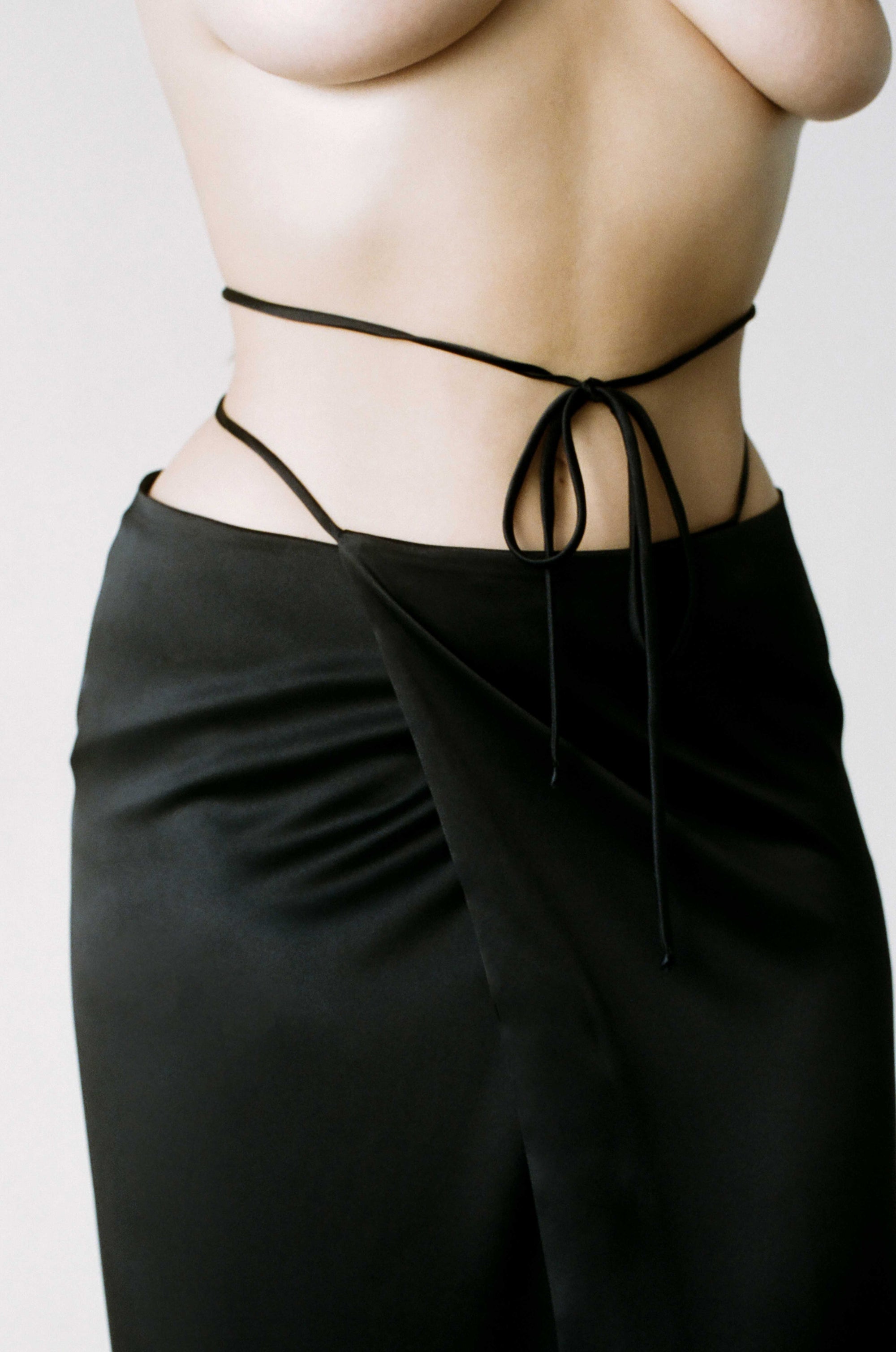 Ribbon Wrap Skirt, Black