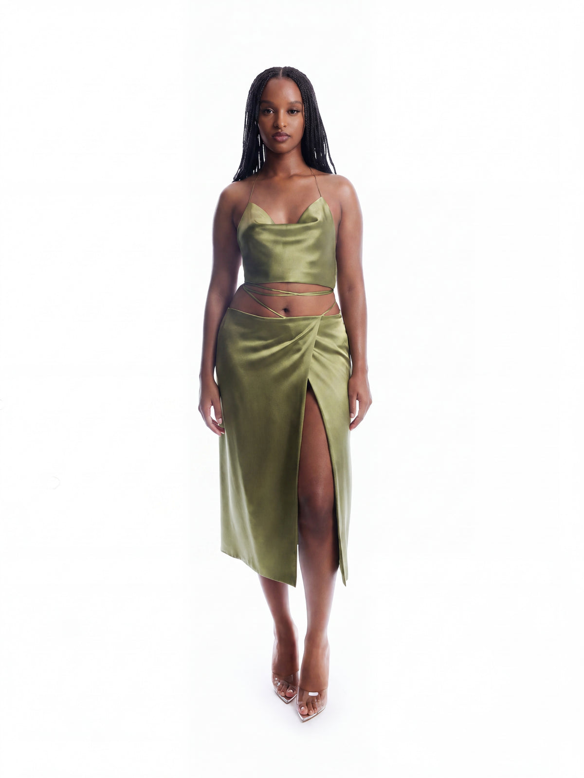 Silk Tie Top — Moss