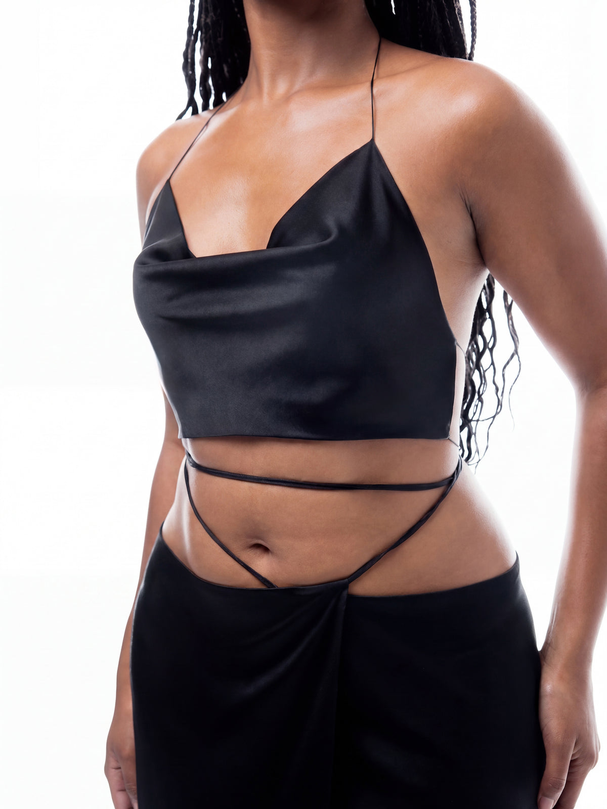 Silk Tie Top — Black