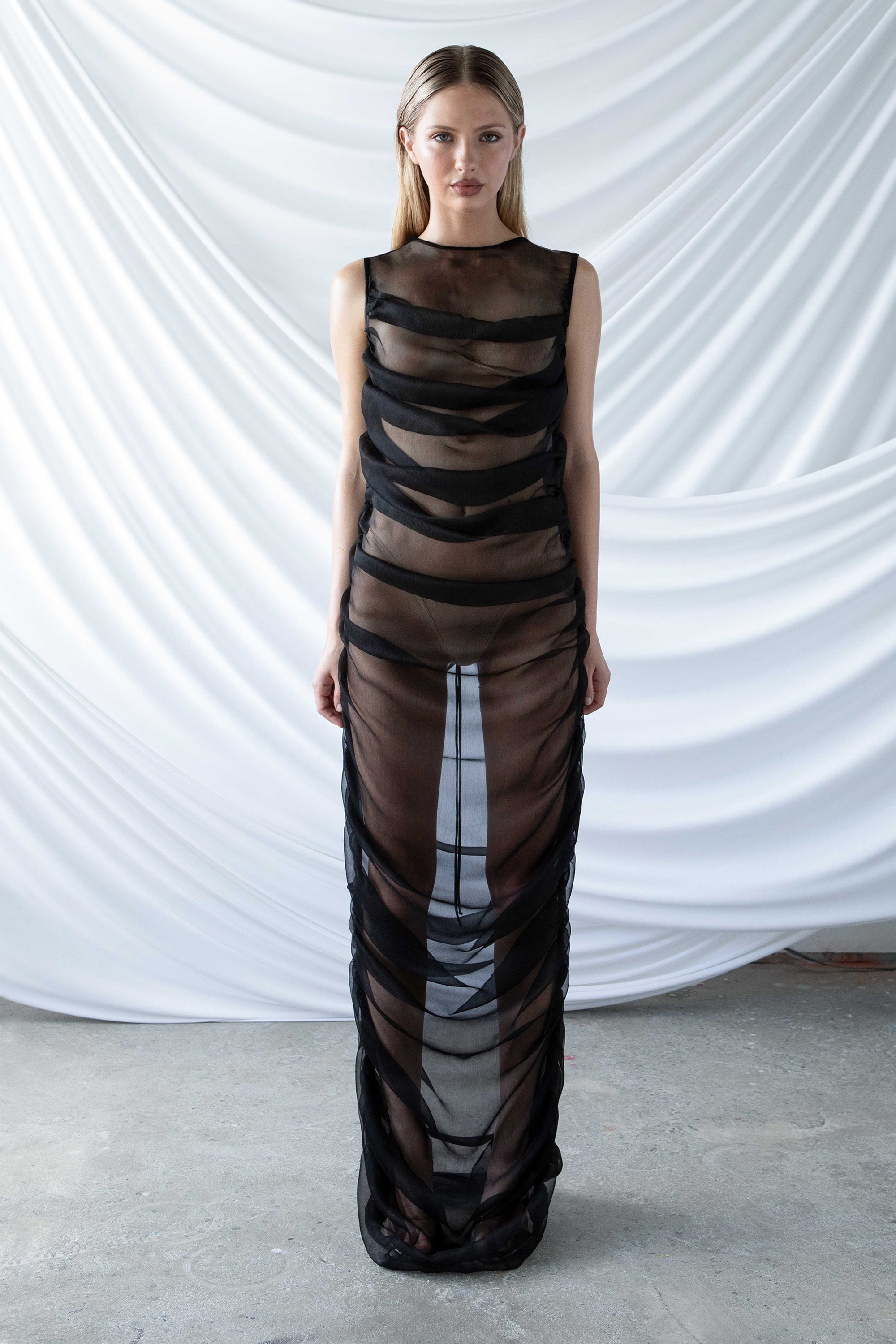 Draped Chiffon Gown