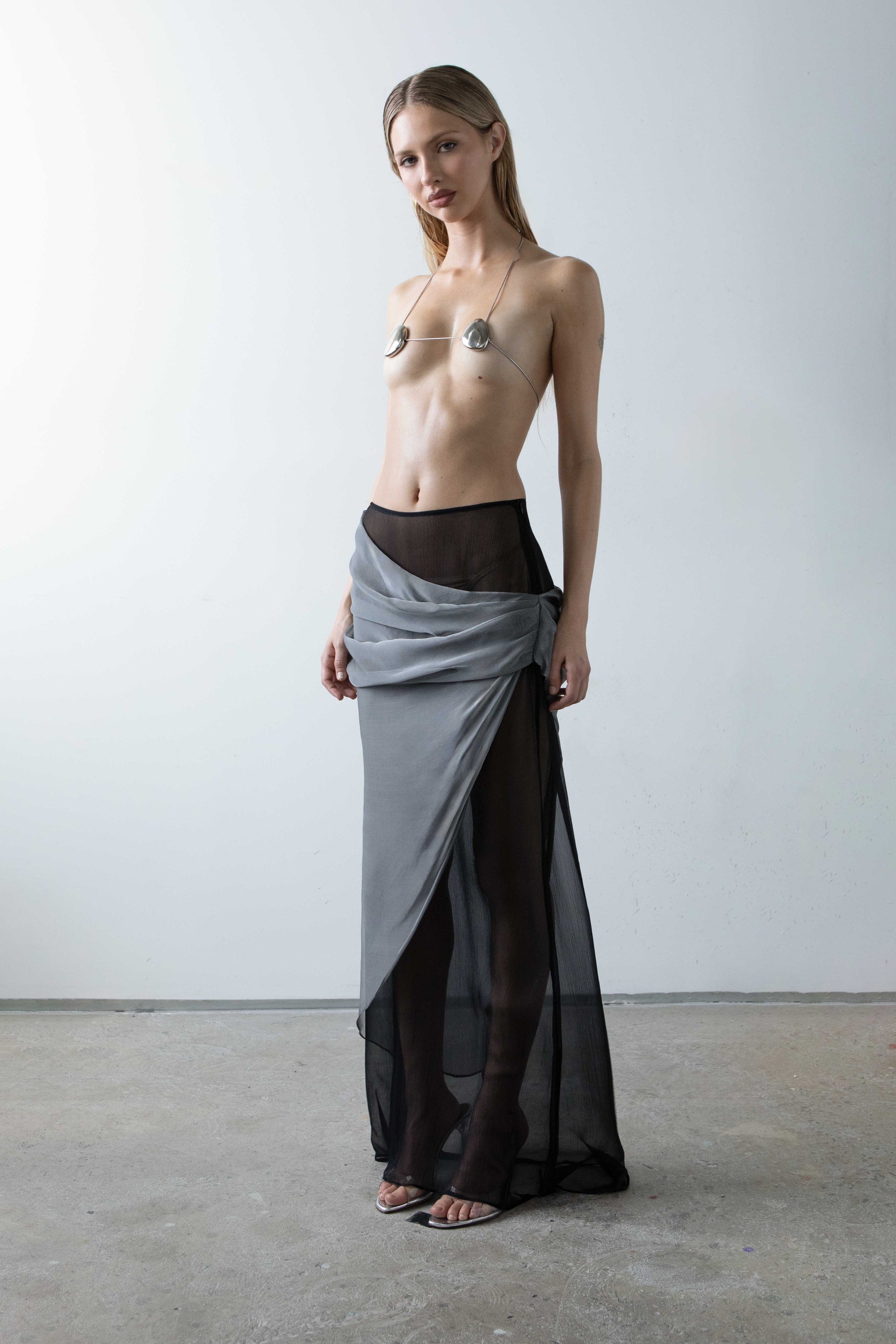 Draped Chiffon Skirt