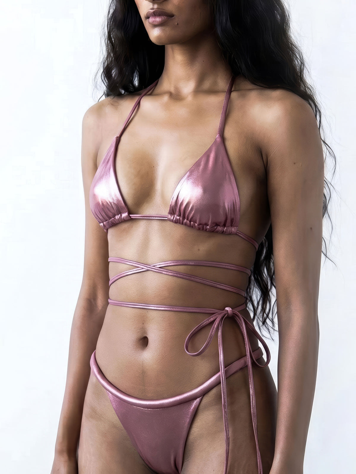 Triangle Swim Top — Rose